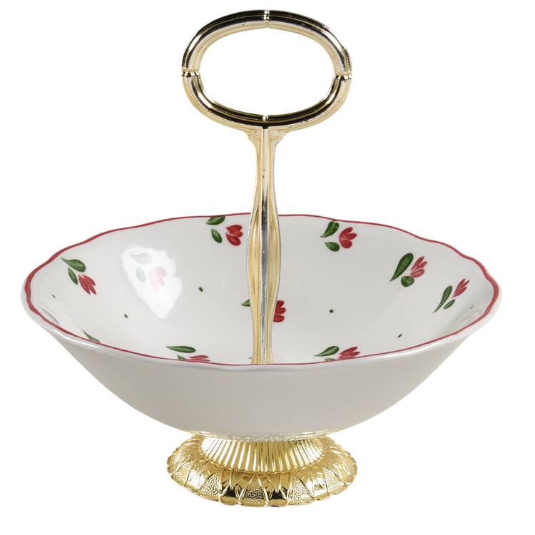 Bonjour 6"-7" Handled Footed Nut Dish HC