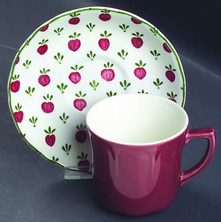 Bordeaux Burgundy Flat Cup & Saucer Set