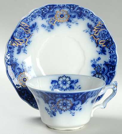 Brooklyn Flow Blue Flat Cup & Saucer Set