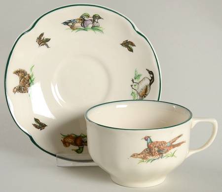 Brookshire (Made in England, Earthenware) Flat Cup & Saucer Set