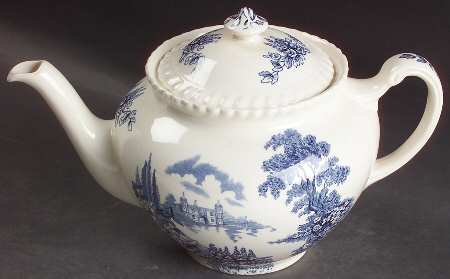 Castle On The Lake Blue Teapot & Lid