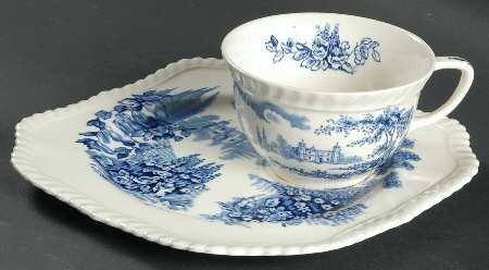 Castle On The Lake Blue Snack Plate & Cup Set