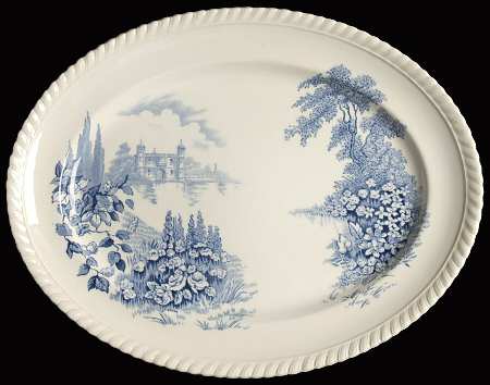 Castle On The Lake Blue 12" Oval Serving Platter