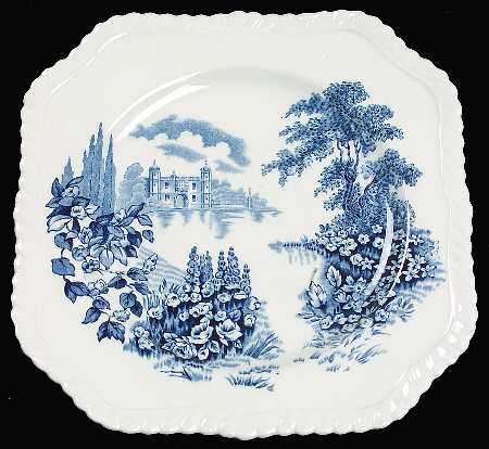 Castle On The Lake Blue Square Salad Plate