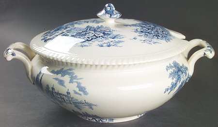 Castle On The Lake Blue Tureen &  Lid