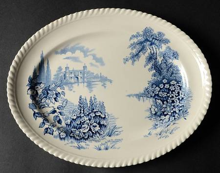 Castle On The Lake Blue 11" Oval Serving Platter