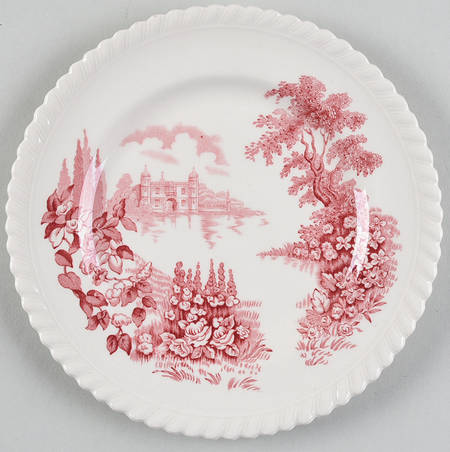 Castle On The Lake Pink Red Dessert/Pie Plate