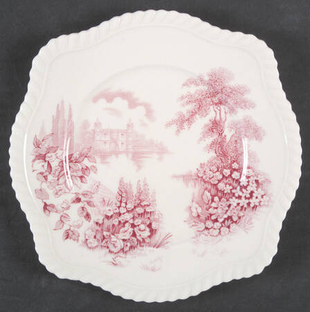 Castle On The Lake Pink Red Square Salad Plate