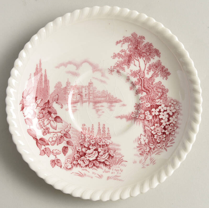 Castle On The Lake Pink Red Saucer for Cream Soup Bowl