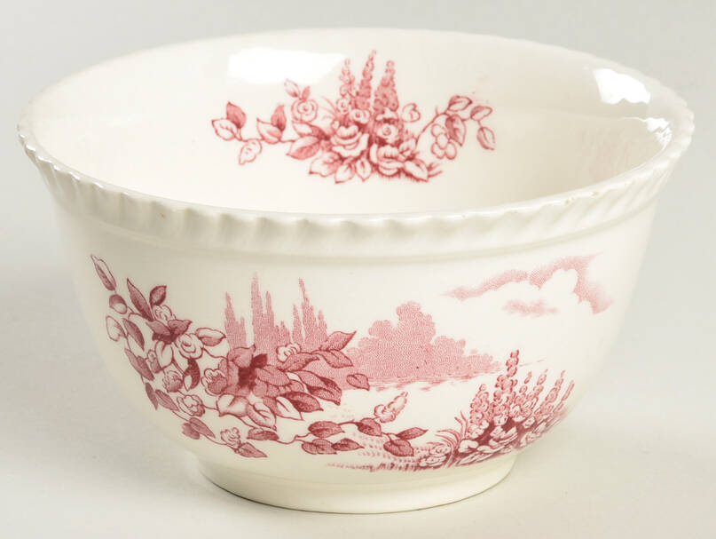 Castle On The Lake Pink Red Cranberry Bowl