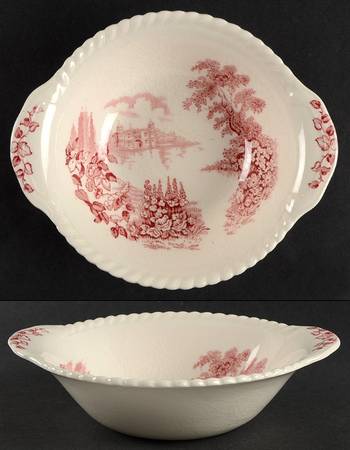 Castle On The Lake Pink Red Lugged Cereal Bowl