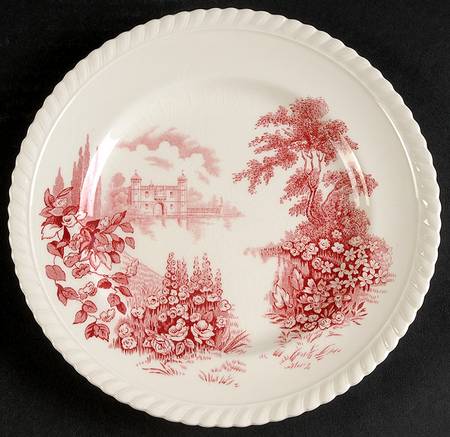 Castle On The Lake Pink Red Salad Plate