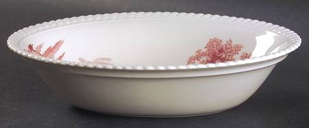 Castle On The Lake Pink Red 9" Oval Vegetable Bowl