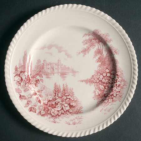 Castle On The Lake Pink Red Luncheon Plate