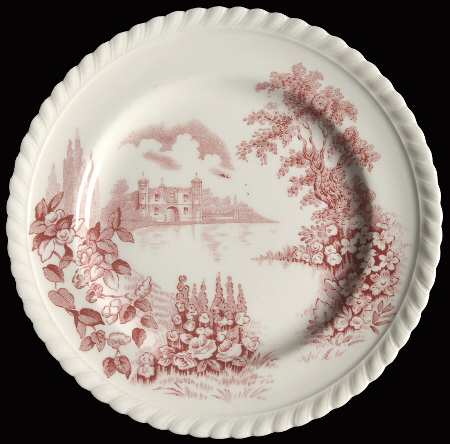 Castle On The Lake Pink Red Bread & Butter Plate