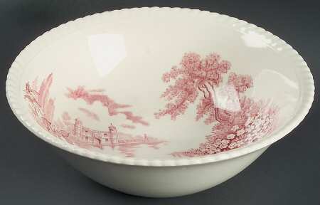 Castle On The Lake Pink Red 8" Round Vegetable Bowl