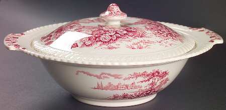Castle On The Lake Pink Red Round Covered Vegetable