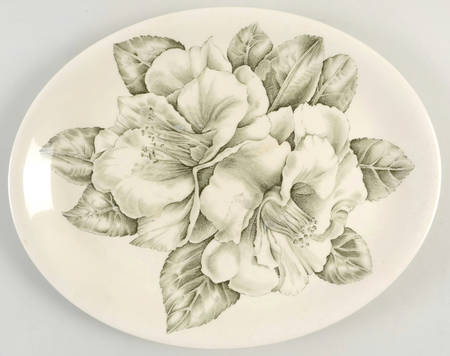 Camellia Green 12" Oval Serving Platter