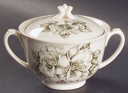 Camellia Green Sugar Bowl & Lid