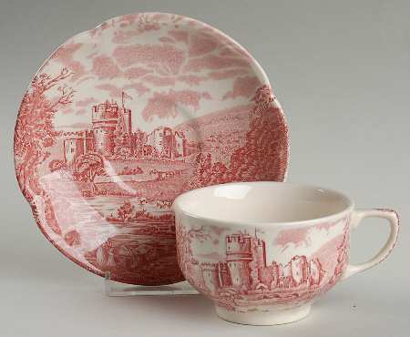 Castle Story Pink Flat Cup & Saucer Set