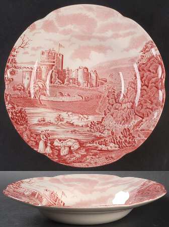 Castle Story Pink Rim Soup Bowl by Johnson Brothers