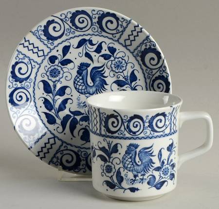 Chanticleer Blue Flat Cup & Saucer Set