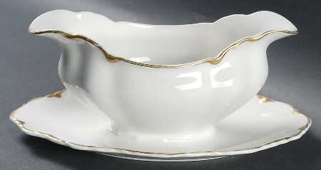 Chantilly Gold Gravy Boat with Attached Underplate