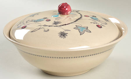 Cherry Thieves Round Covered Vegetable