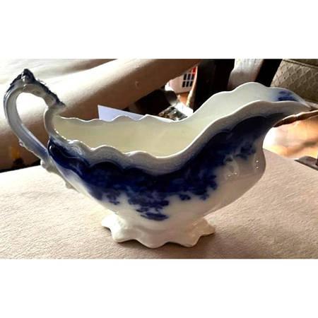 Clayton (Flow Blue, Gold Trim) Gravy Boat