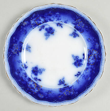 Clayton (Flow Blue, Gold Trim) Dessert/Pie Plate