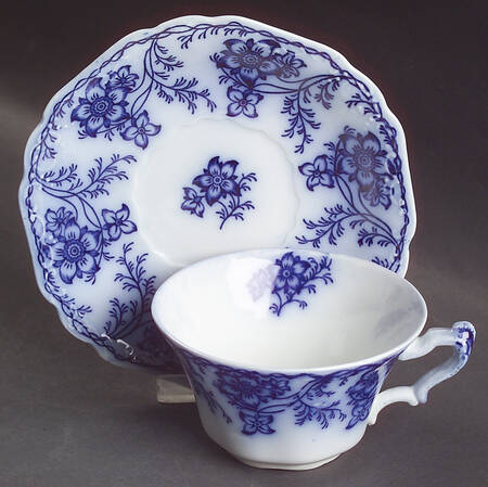 Claremont Flow Blue (Embossed) Flat Cup & Saucer Set