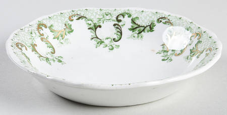 Cloverly Green (Gold Accent, No Trim) Fruit/Dessert (Sauce) Bowl