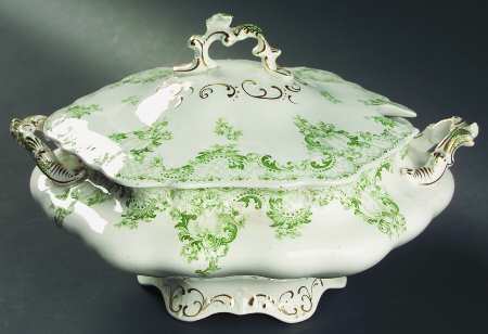 Cloverly Green (Gold Accent, No Trim) Tureen &  Lid