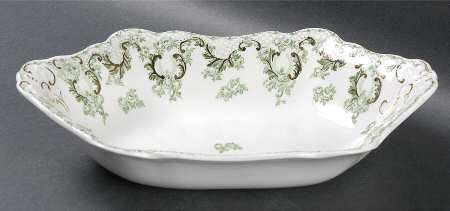 Cloverly Green (Gold Accent, No Trim) 9" Oval Vegetable Bowl
