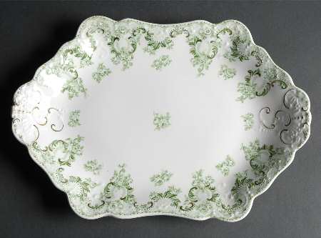 Cloverly Green (Gold Accent, No Trim) 14" Oval Serving Platter