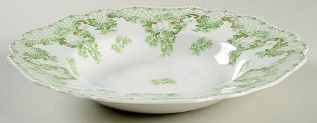 Cloverly Green (Gold Accent, No Trim) Rim Soup Bowl