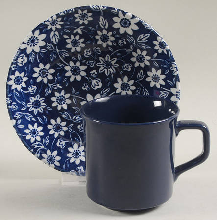 Country Cupboard Blue Flat Cup & Saucer Set