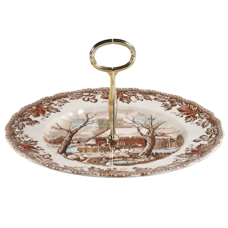 Country Life Round Serving Plate with Center Handle (Dp) Hc