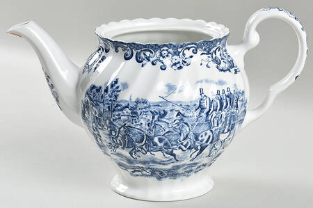 Coaching Scenes Blue Teapot No Lid