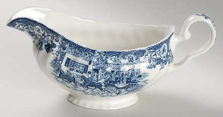 Coaching Scenes Blue Gravy Boat