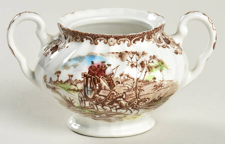 Coaching Scenes Brown Multicolor Sugar Bowl No Lid