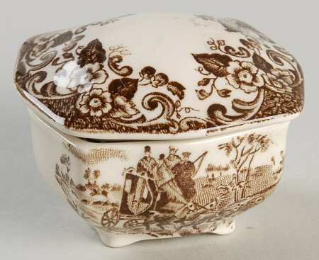 Coaching Scenes Brown Multicolor Trinket Box & Lid