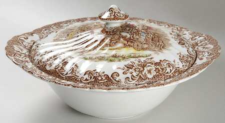 Coaching Scenes Brown Multicolor Round Covered Vegetable
