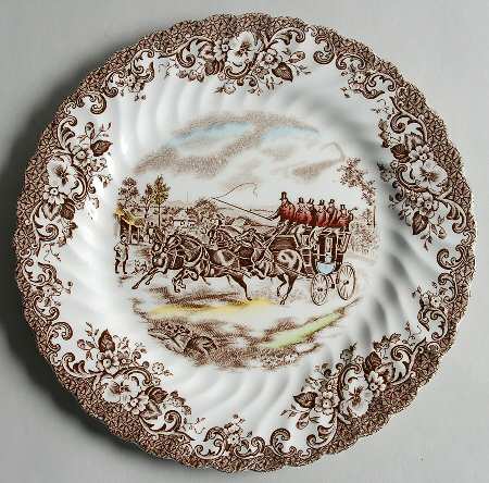 Coaching Scenes Brown Multicolor Luncheon Plate