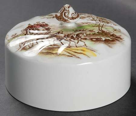Coaching Scenes Brown Multicolor Lid for Round Butter