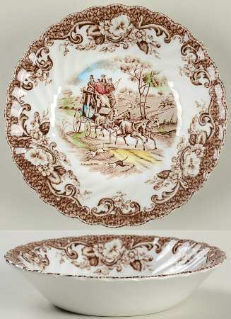 Coaching Scenes Brown Multicolor Fruit/Dessert (Sauce) Bowl