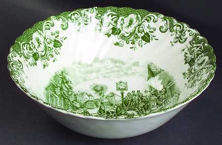 Coaching Scenes Green 8" Round Vegetable Bowl