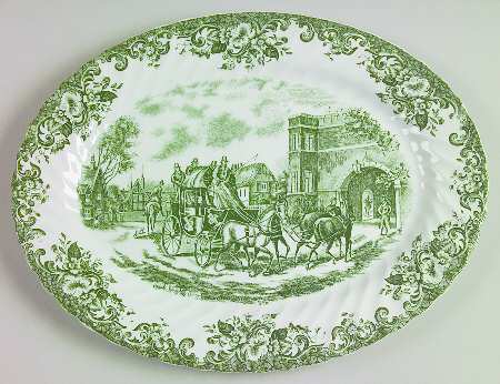 Coaching Scenes Green 12" Oval Serving Platter