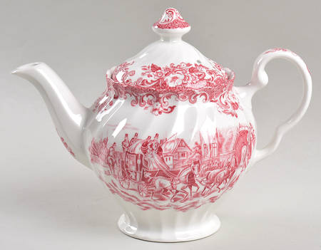 Coaching Scenes Pink Mini Teapot & Lid