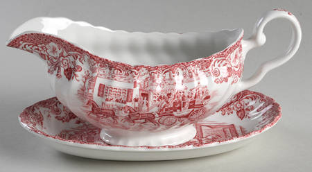 Coaching Scenes Pink Gravy Boat & Underplate/Relish